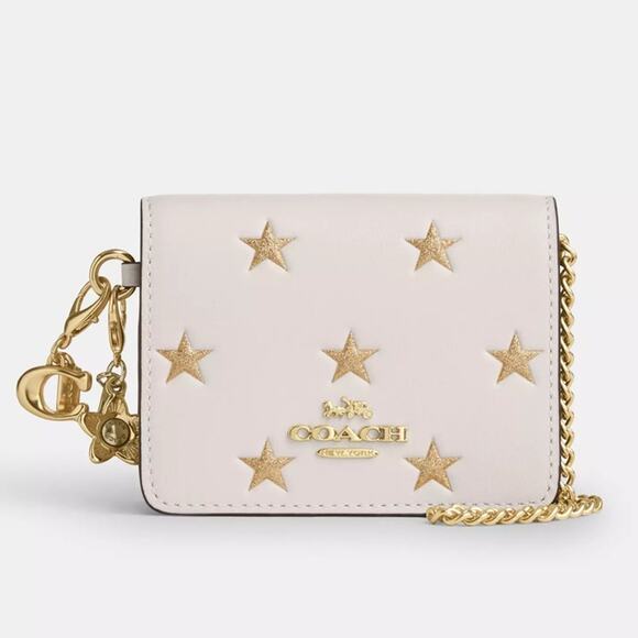 🎁 Coach Boxed Mini Wallet On A Chain With Star Print - Picture 2 of 7